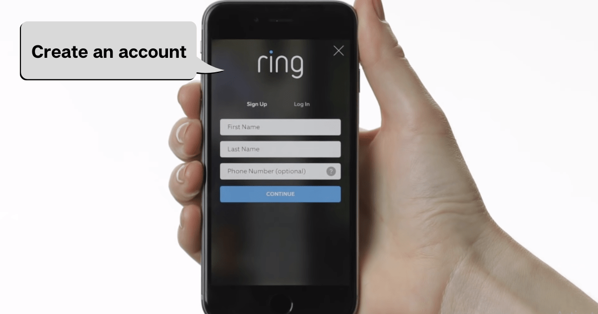 Create an account for ring setup